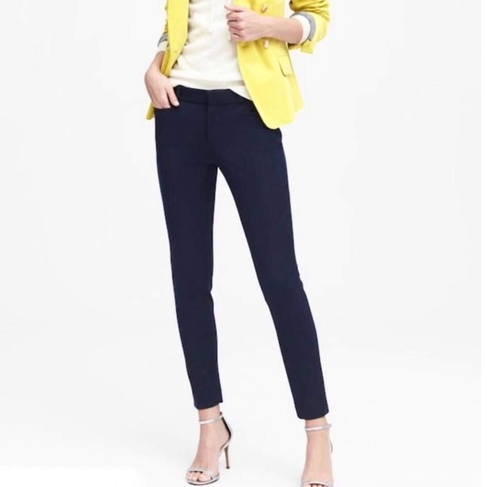 Banana Republic Sloan Slim Ankle Dress Pants Size 0 Short Navy Blue